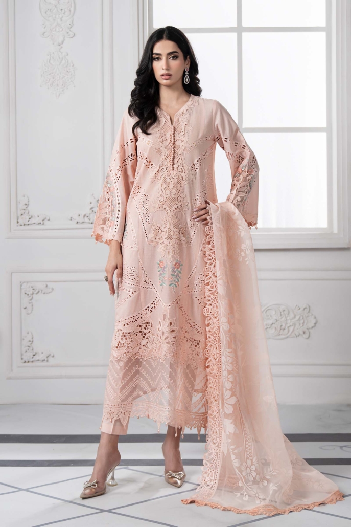 3 Piece Embroidered Dobby Lawn Suit DS-2513-A