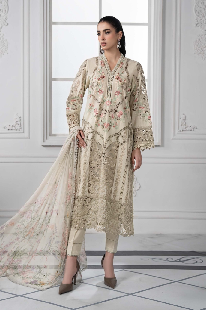 3 Piece Embroidered Lawn Suit | DS-2514-B