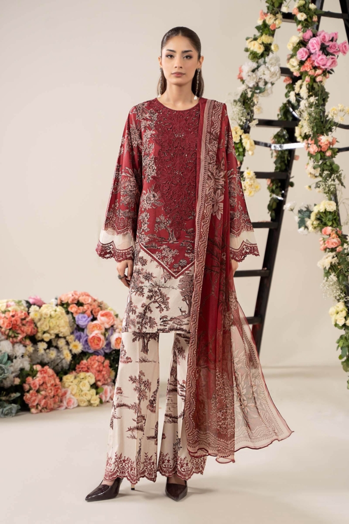3 Piece Embroidered Lawn Suit | MPS-2608-A