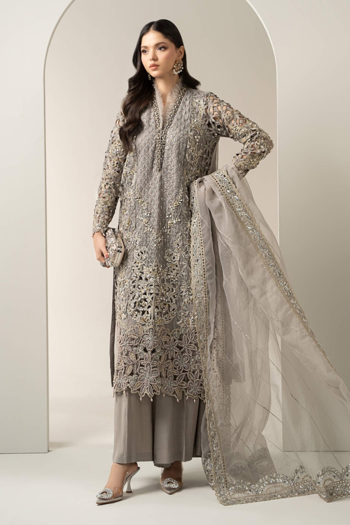 3 Piece Embroidered Organza Suit  BDS-3006
