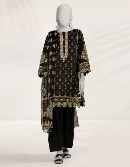 BLACK EMBROIDERED LIMINAL 3PC STITCHED