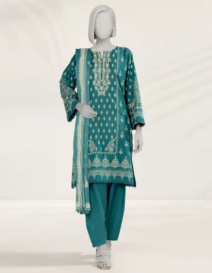 GREEN EMBROIDERED LIMINAL 3PC STITCHED